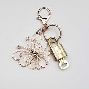 LV Gold Padlock 🔑 Authentic Louis Vuitton Charm + Unbranded Butterfly Keychain